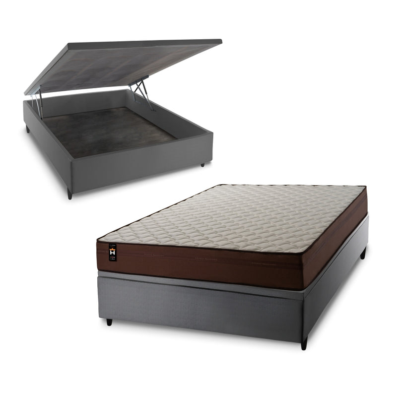 Cama Box Baú Atlanta 138x188 Cinza Espuma D45 King House