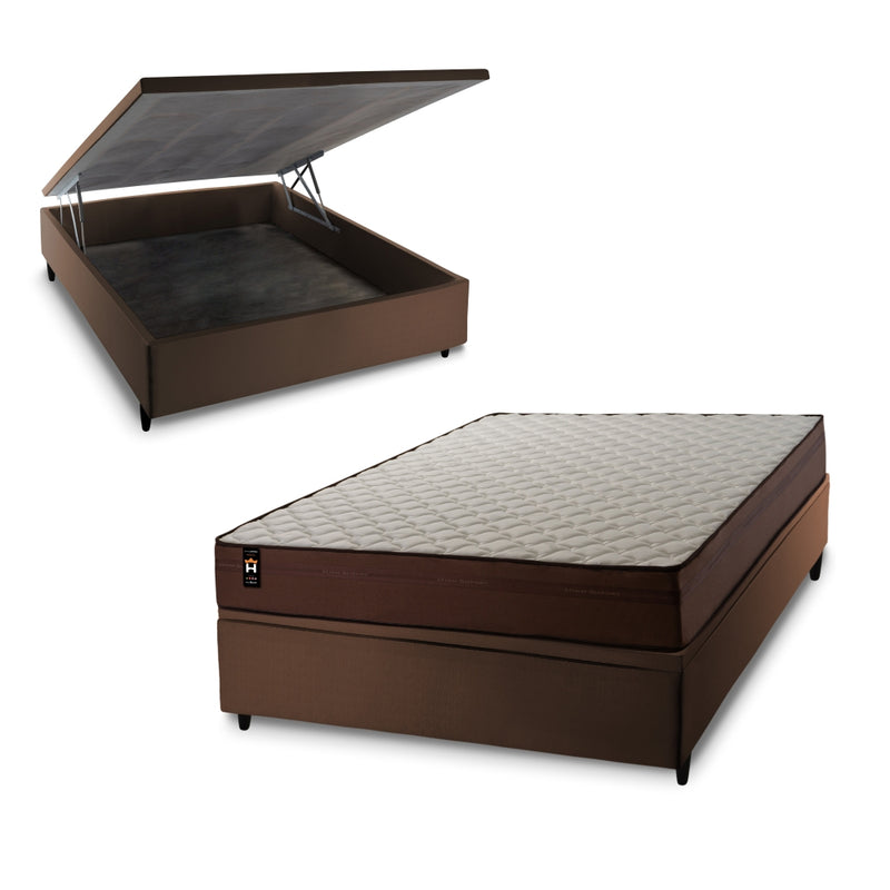Cama Box Baú Atlanta 138x188 Marrom Espuma D45 King House
