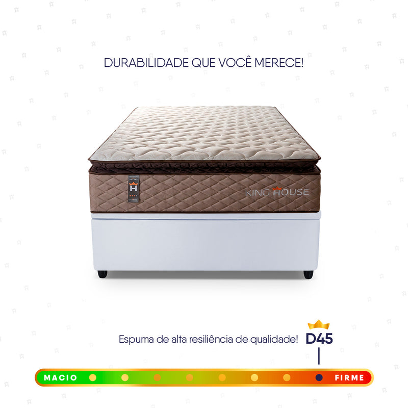 Cama Box Baú Atlanta Solteiro 88x188 Bege e Branco Espuma D45 Ortopédico