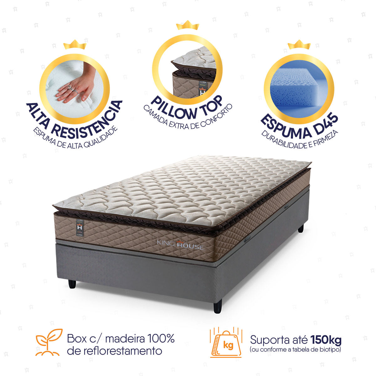 Cama Box Baú Atlanta 88x188 Bege e Cinza Espuma D45