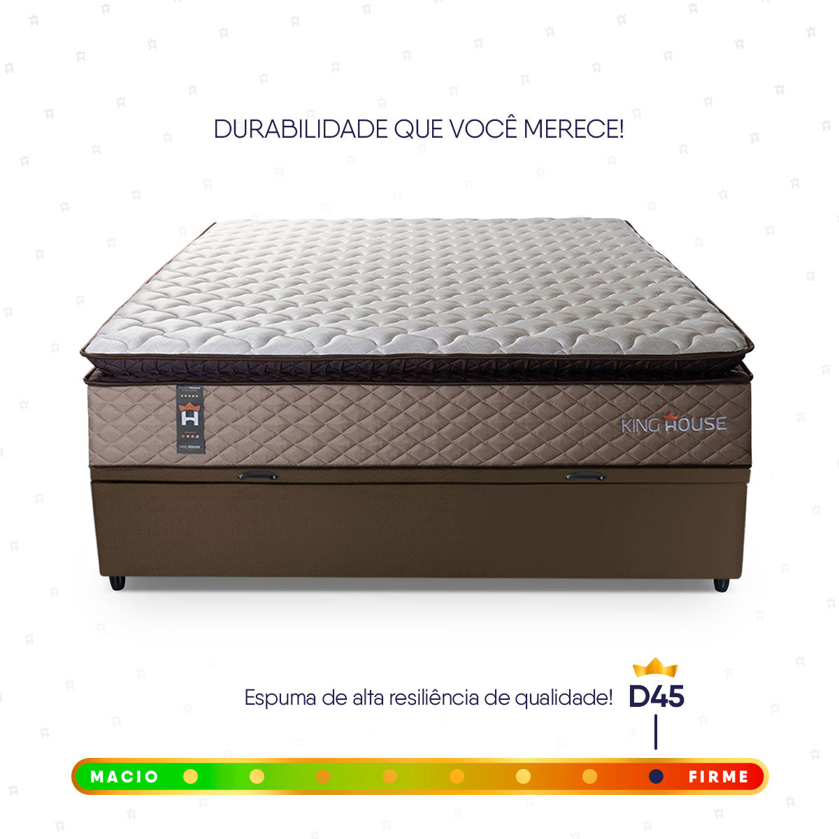 Cama Box Baú Atlanta 138x188 Bege e Marrom Espuma D45