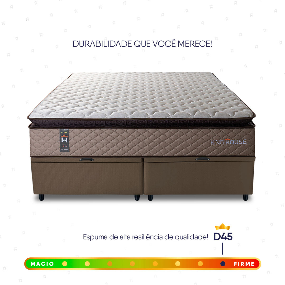Cama Box Baú Atlanta Espuma D45 158x198 Bege e Marrom