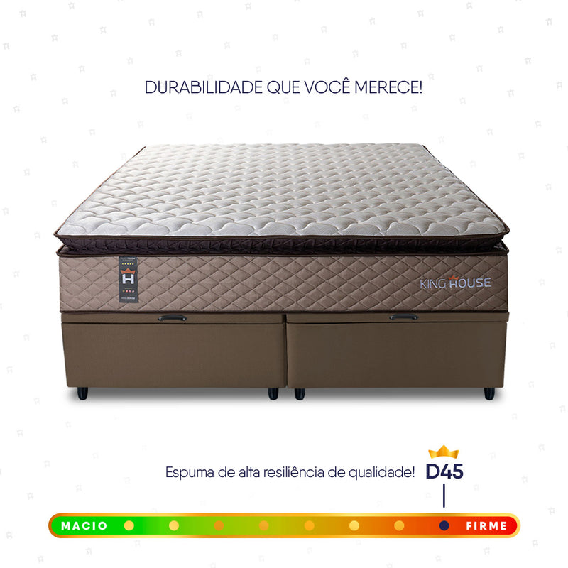 Cama Box Baú Atlanta Espuma D45 158x198 Bege e Marrom