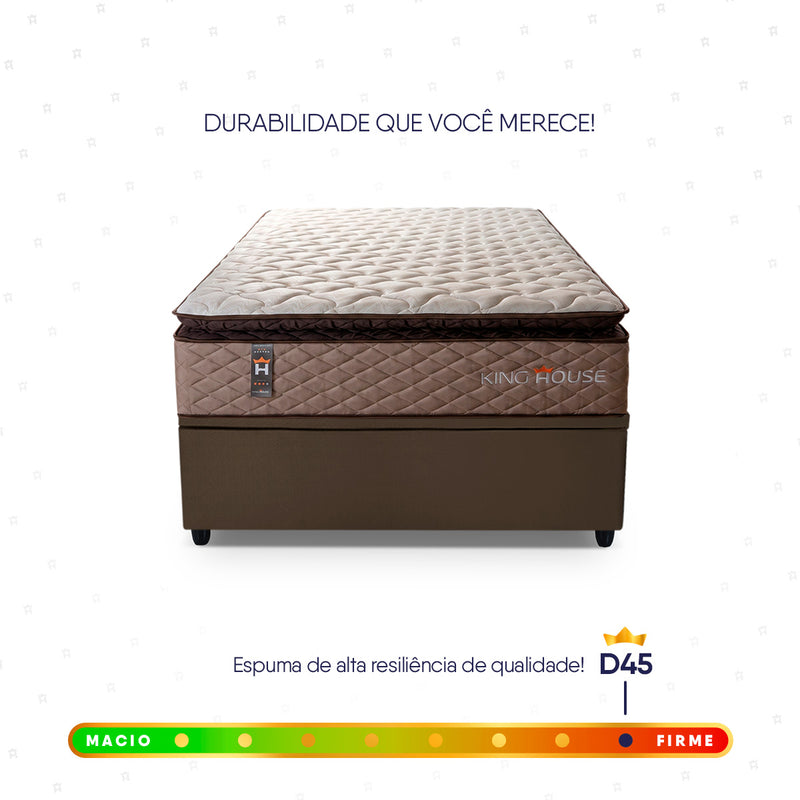 Cama Box Baú Atlanta 88x188 Bege e Marrom Espuma D45