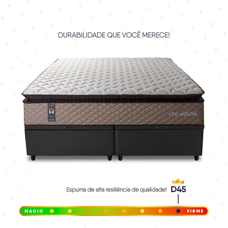 Cama Box Baú Atlanta Espuma D45 193x203 Bege e Preto