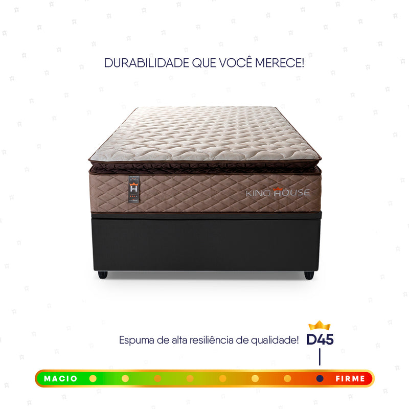 Cama Box Baú Atlanta 88x188 Bege e Preto Espuma D45