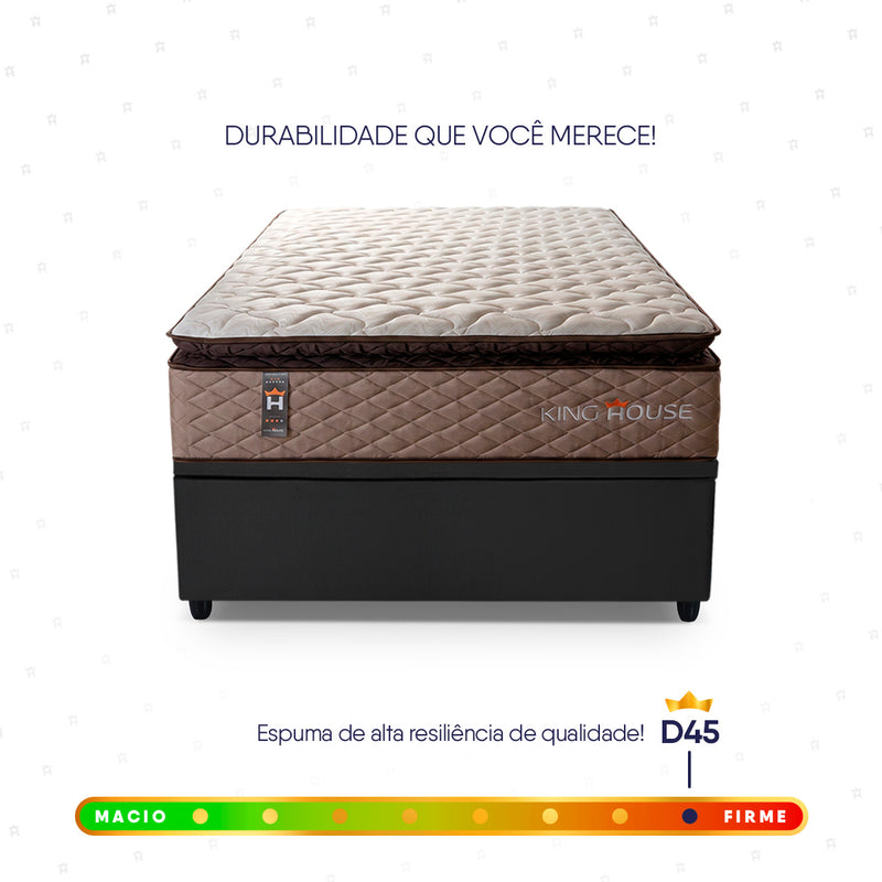 Cama Box Baú Bege e Preto Atlanta Solteirão 96x203x69 Espuma D45 Ortopédico