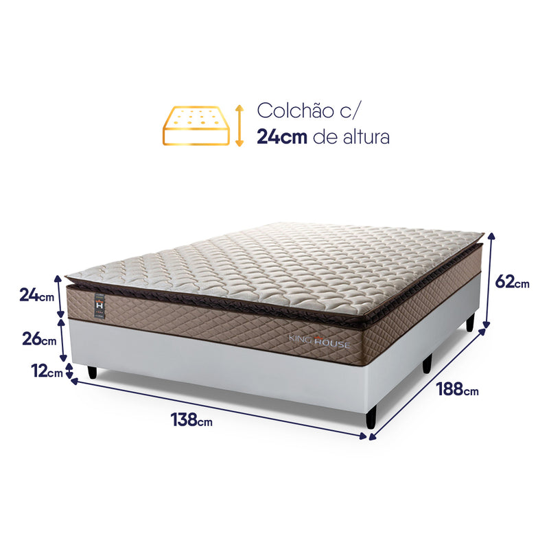 Cama Box Espuma Atlanta Casal 138x188 Branco