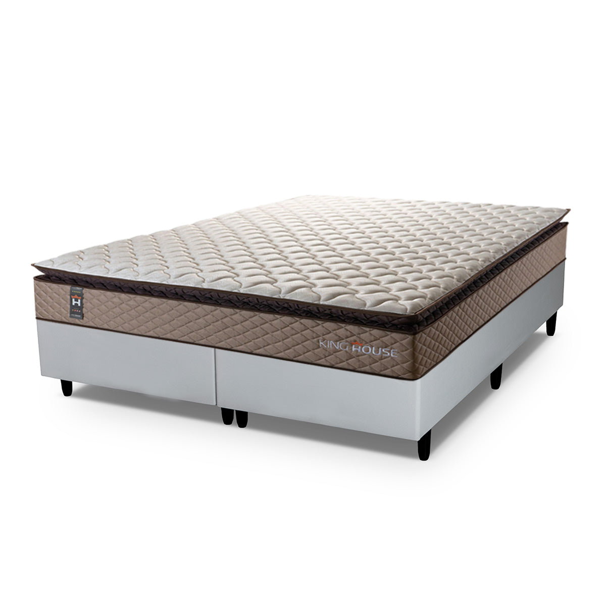 Cama Box Atlanta Espuma Queen 158x198 Bege e Branco Espuma D45