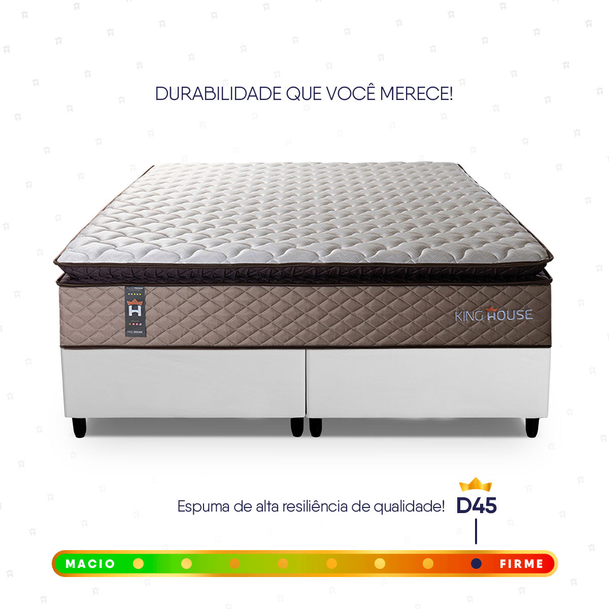 Cama Box Atlanta Espuma  193x203 Bege e Branco Espuma D45