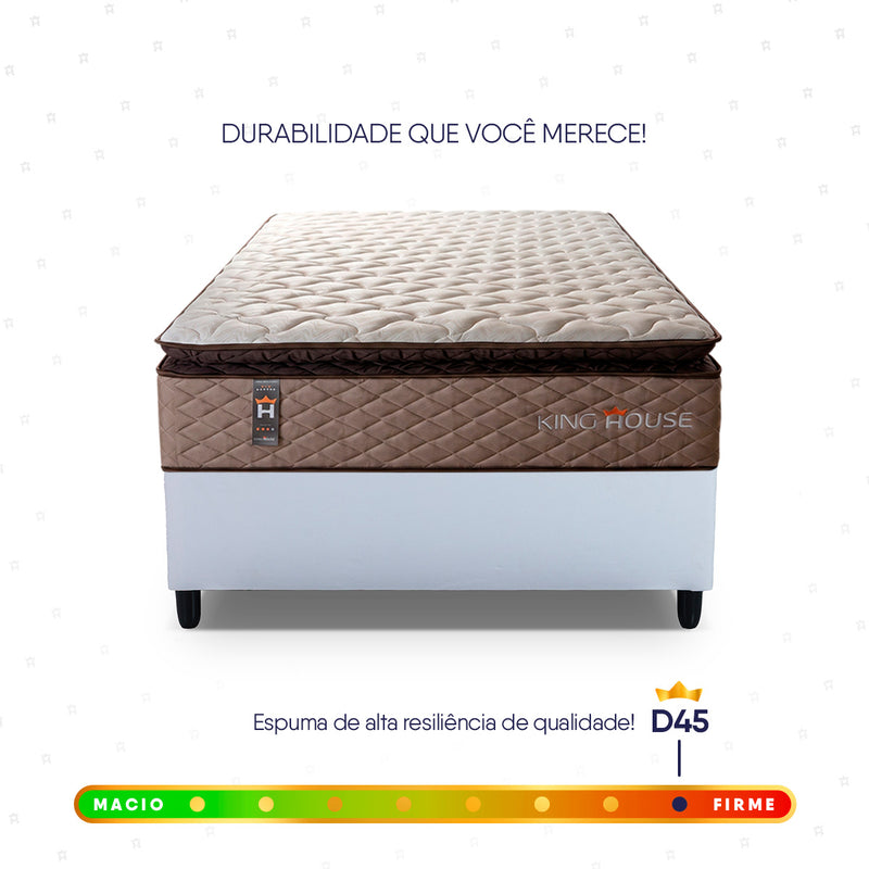 Cama Box Espuma Atlanta Solteiro 88x188 Bege e Branco