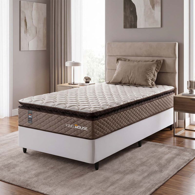 Cama Box Espuma Atlanta Solteirão 96x203 Bege