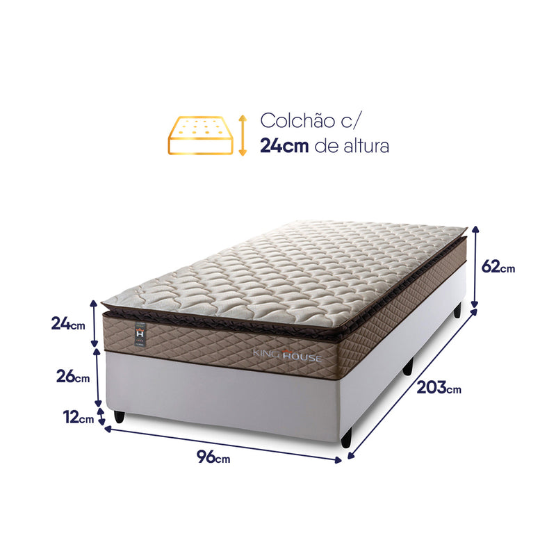 Cama Box Espuma Atlanta Solteirão 96x203 Bege