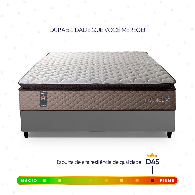 Cama Box Espuma Atlanta Casal 138x188 Bege e Cinza Espuma D45