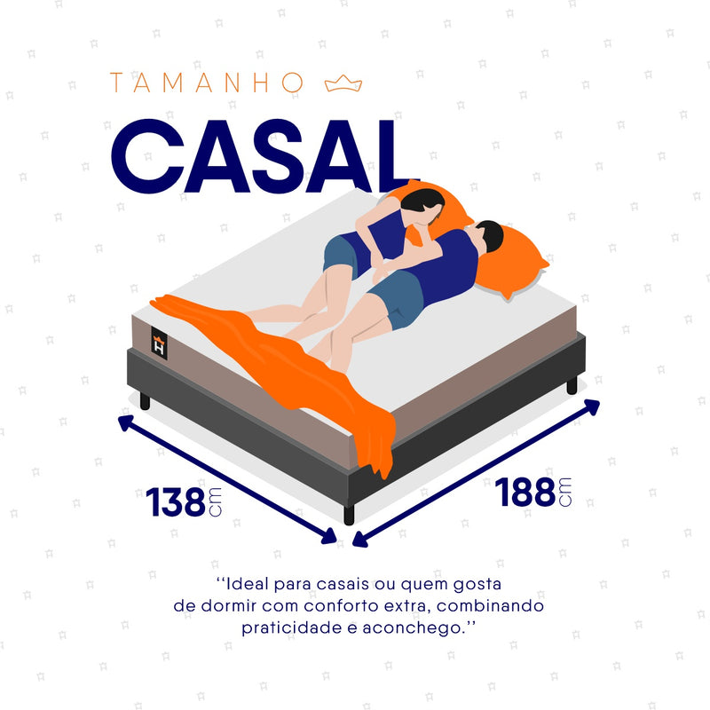 Cama Box Espuma Atlanta Casal 138x188 Bege e Cinza Espuma D45