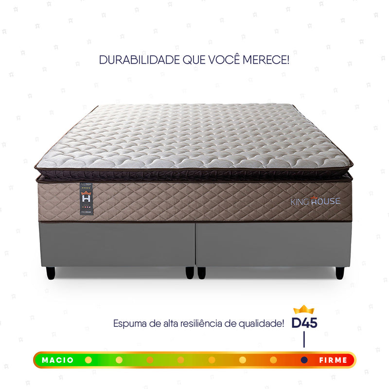 Cama Box Atlanta Espuma  193x203 Bege e Cinza Espuma D45