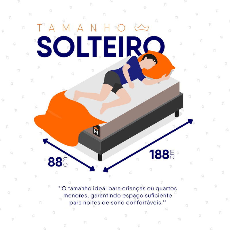 Cama Box Espuma Atlanta Solteiro 88x188 Bege e Cinza