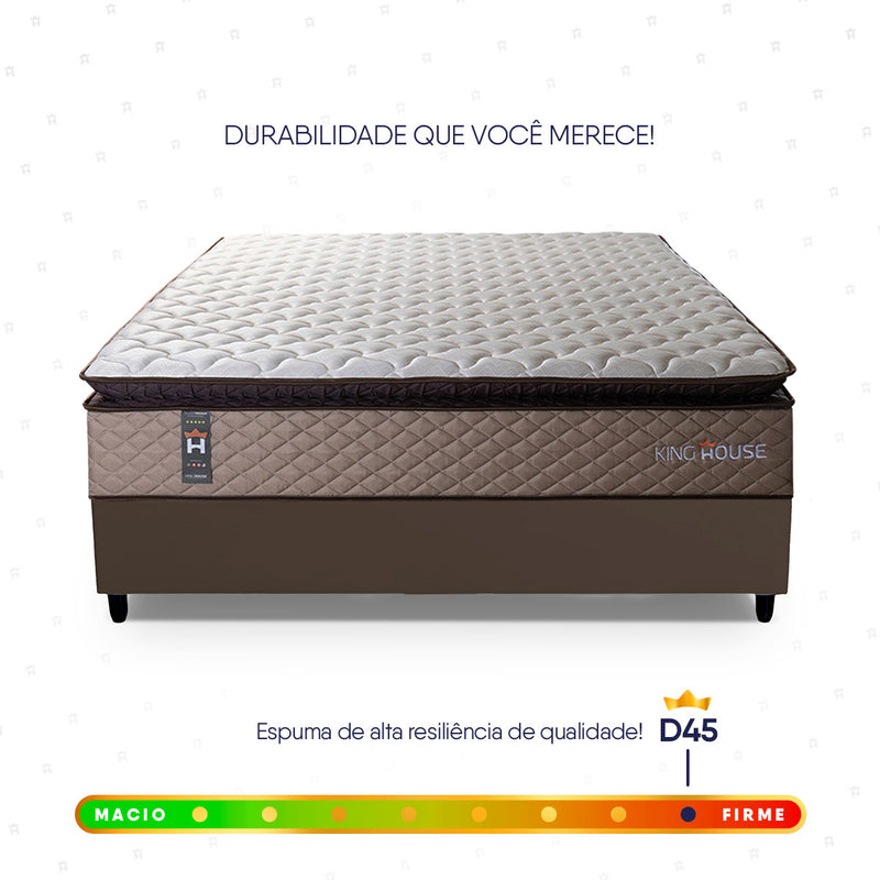 Cama Box Espuma Atlanta Casal 138x188 Bege e Marrom