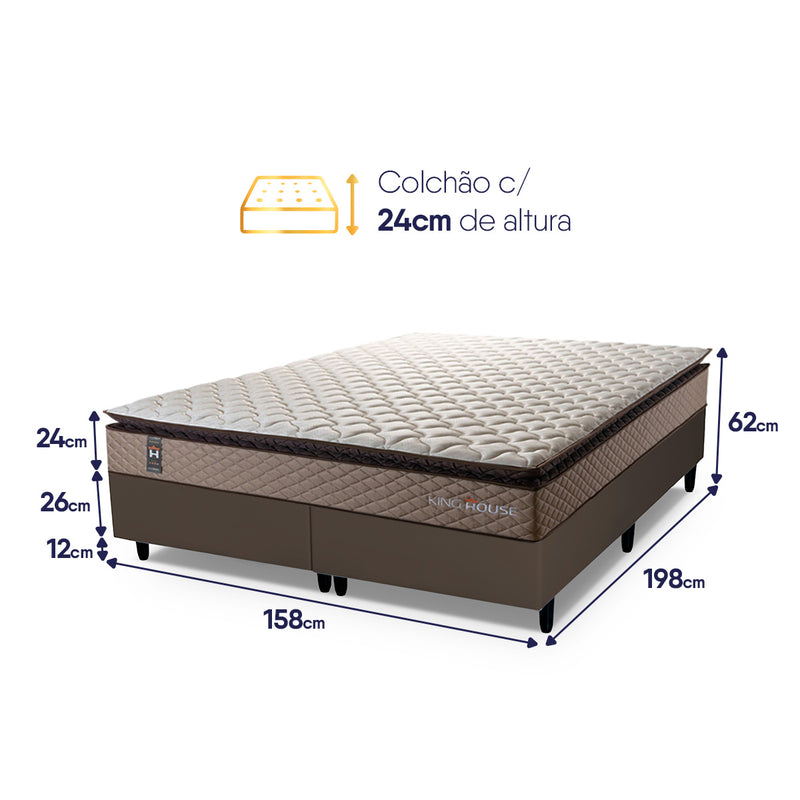 Cama Box Atlanta Espuma Queen 158x198 Bege e Marrom Espuma D45