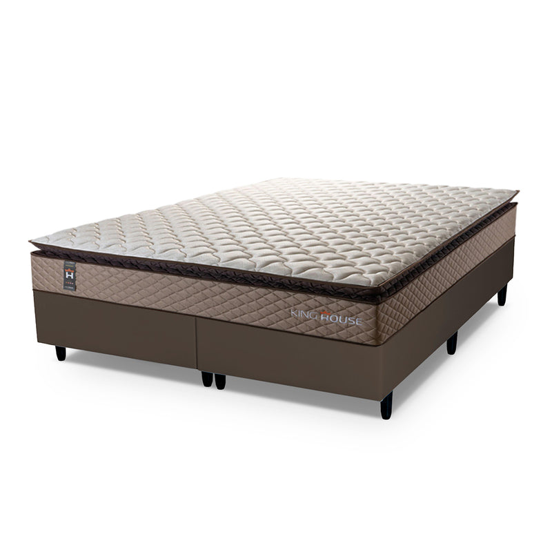 Cama Box Atlanta Espuma Queen 158x198 Bege e Marrom Espuma D45