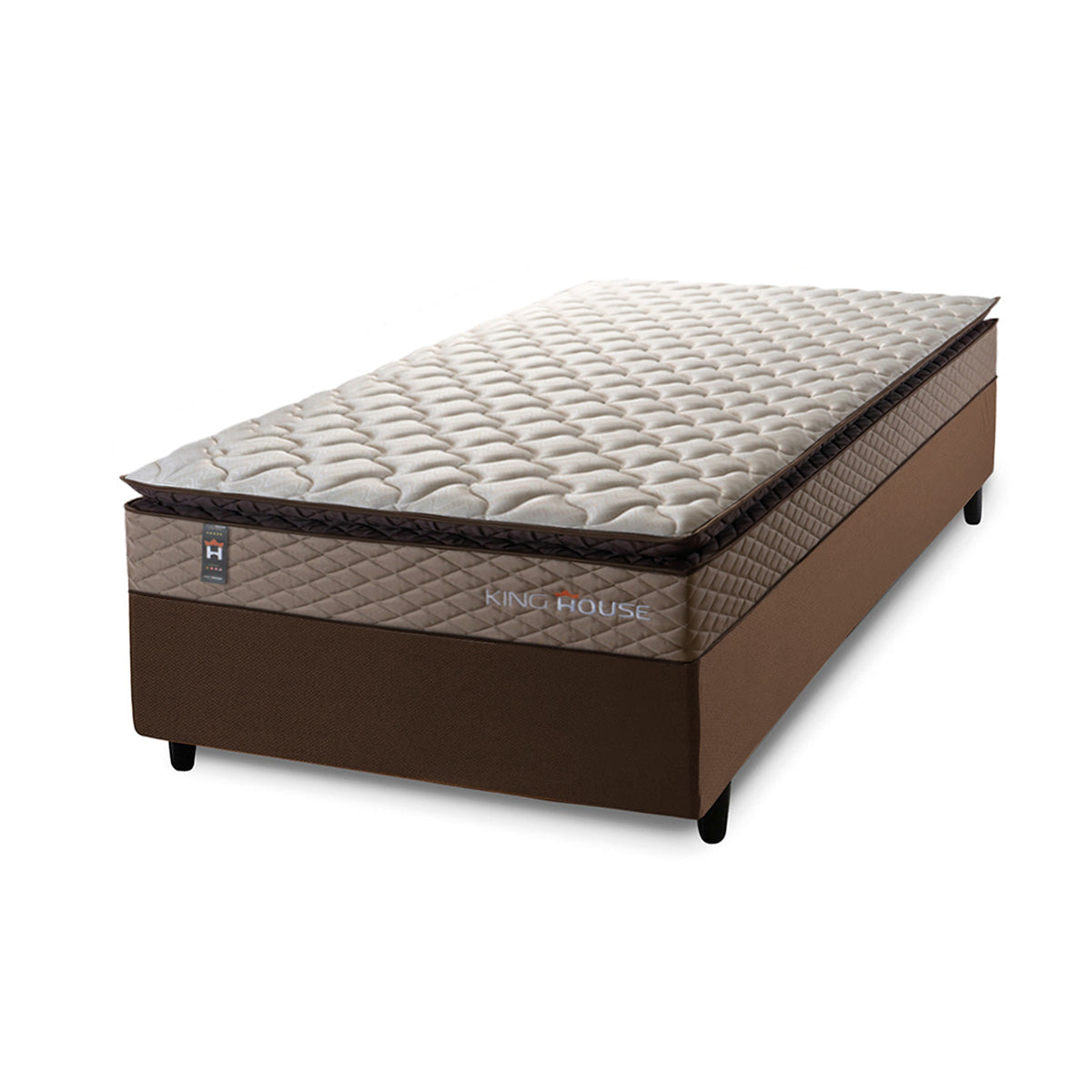 Cama Box Espuma Atlanta Solteiro 88x188 Bege e Marrom