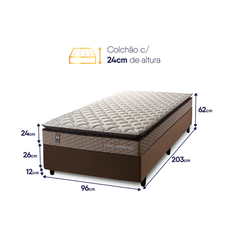 Cama Box Espuma Atlanta Solteirão 96x203 Bege e Marrom