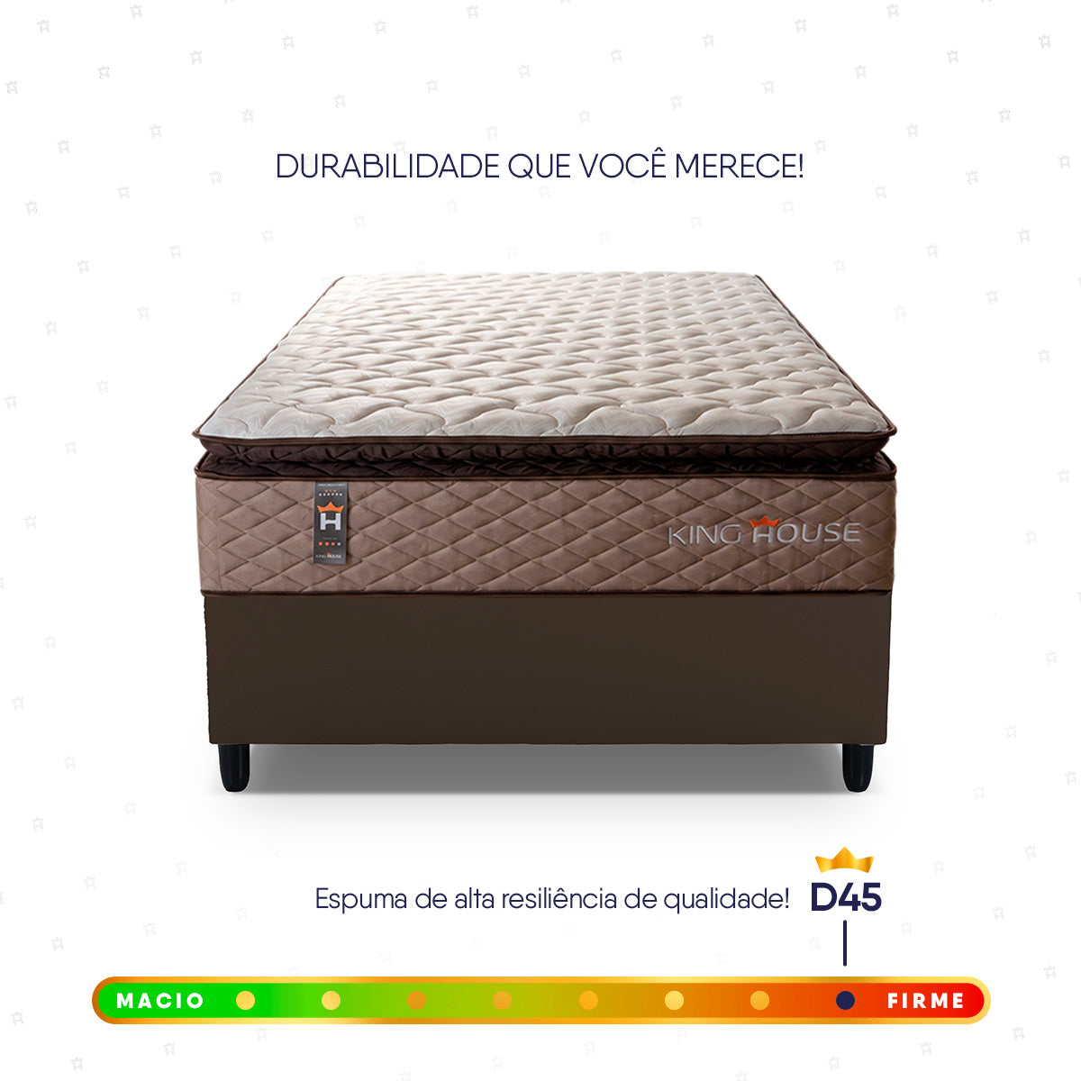 Cama Box Espuma Atlanta Solteirão 96x203 Bege e Marrom