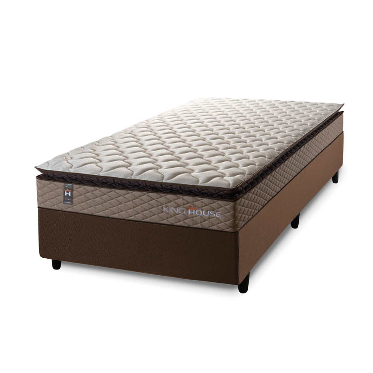 Cama Box Espuma Atlanta Solteirão 96x203 Bege e Marrom