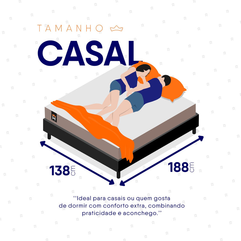 Cama Box Espuma Atlanta Casal 138x188 Bege e Preto
