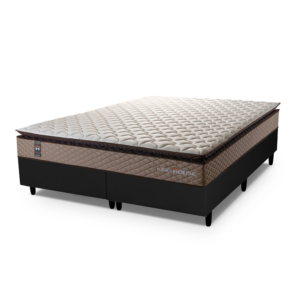 Cama Box Atlanta Espuma Queen 158x198 Bege e Preto Espuma D45