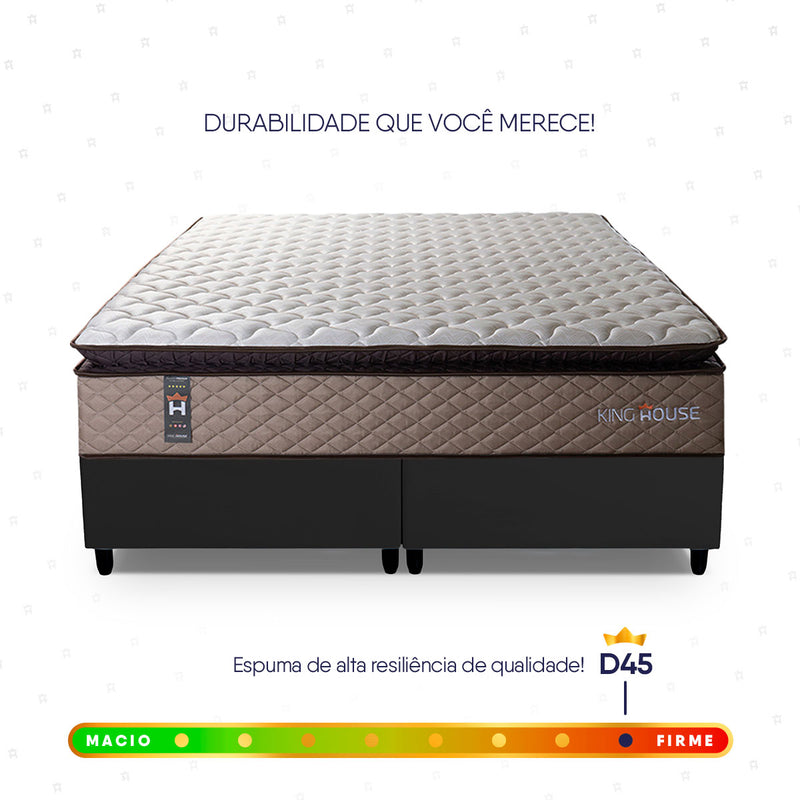 Cama Box Atlanta Espuma  193x203 Bege e Preto Espuma D45