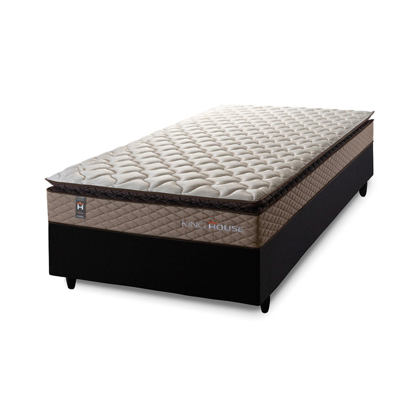 Cama Box Espuma Atlanta Solteiro 88x188 Bege e Preto