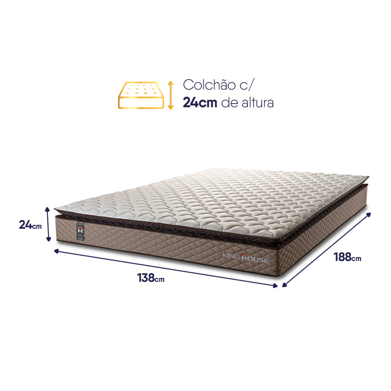 Colchão Espuma D45 Atlanta Casal 138x188x24 Bege Suporta 120 Kg Por Pessoa