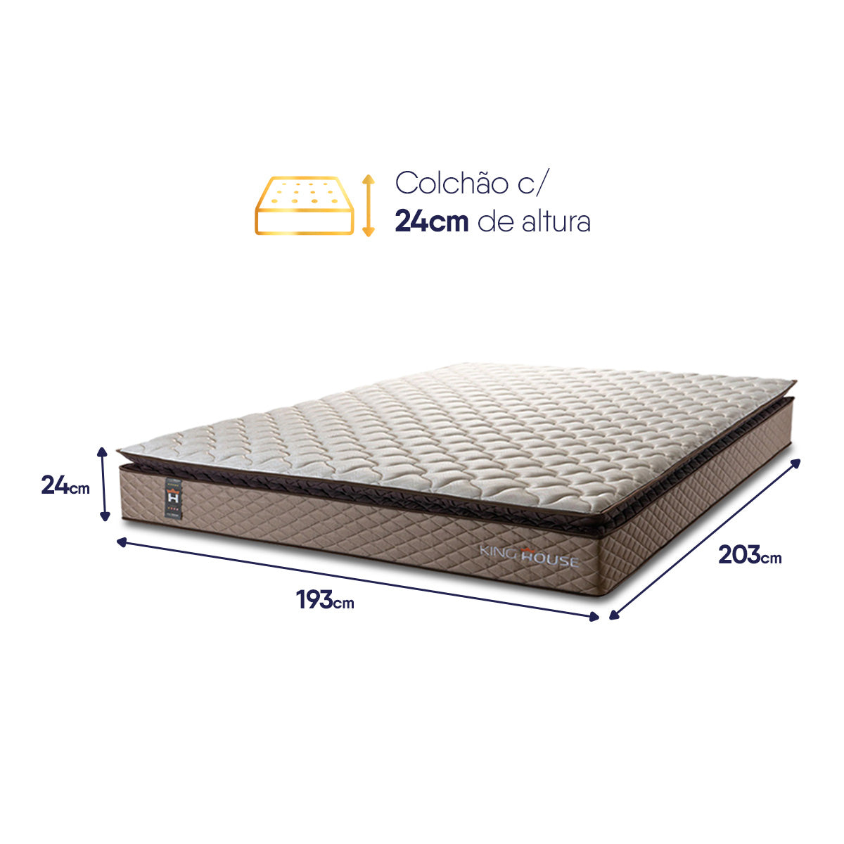 Colchão Espuma D45 Atlanta King 193x203x24 Bege Suporta 120 Kg Por Pessoa