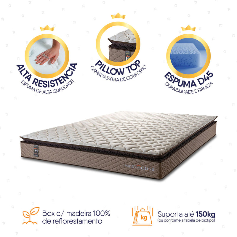 Colchão Espuma D45 Atlanta King 193x203x24 Bege Suporta 120 Kg Por Pessoa