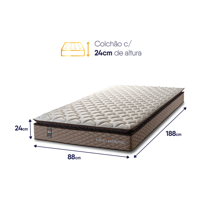 Colchão Espuma D45 Atlanta Solteiro 88x188x24 Bege Suporta 120 Kg Por Pessoa