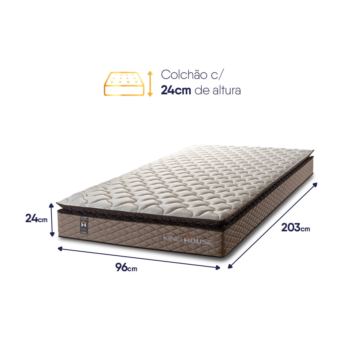 Colchão Espuma D45 Atlanta Solteiro 96x203x24 Bege Suporta 120 Kg Por Pessoa