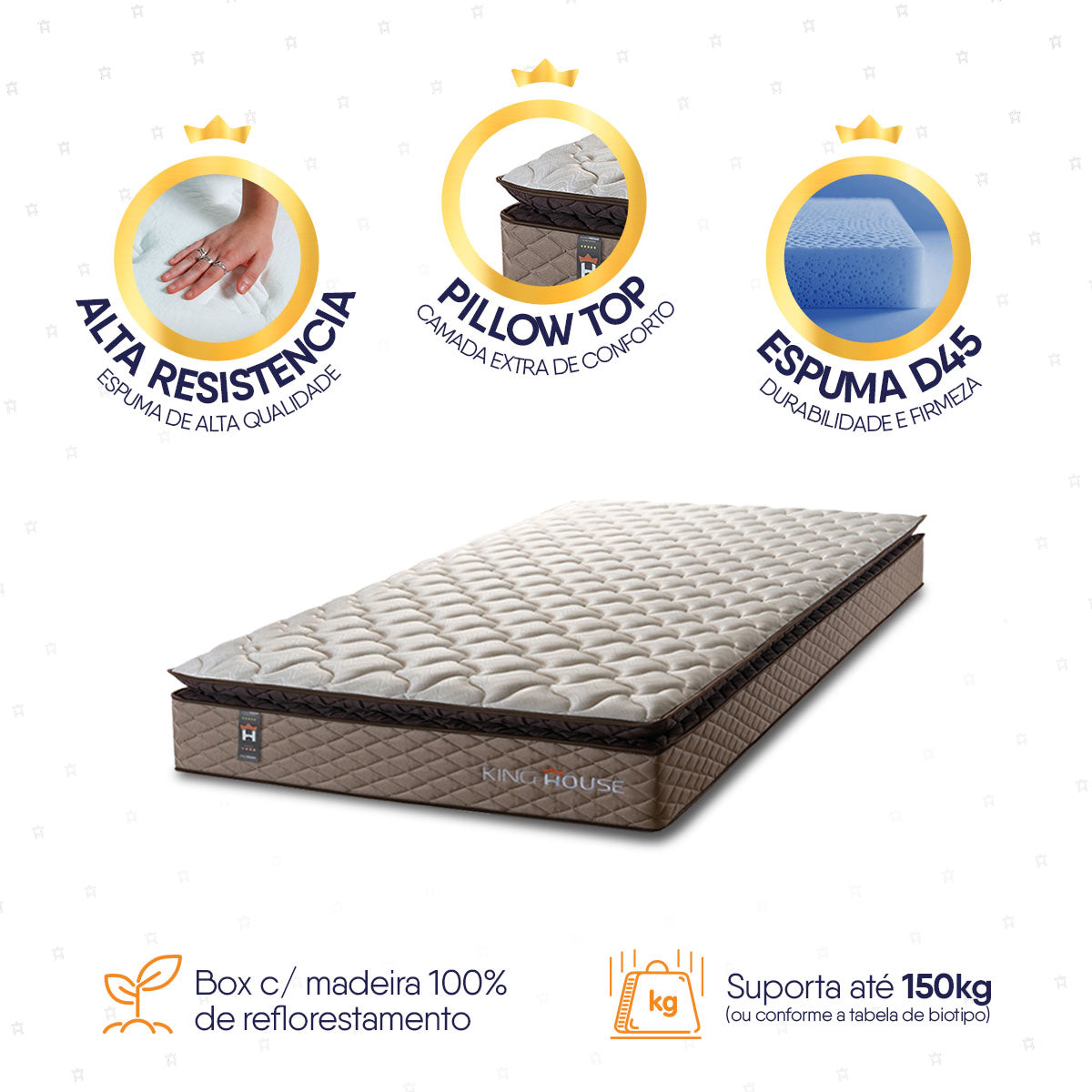 Colchão Espuma D45 Atlanta Solteiro 96x203x24 Bege Suporta 120 Kg Por Pessoa