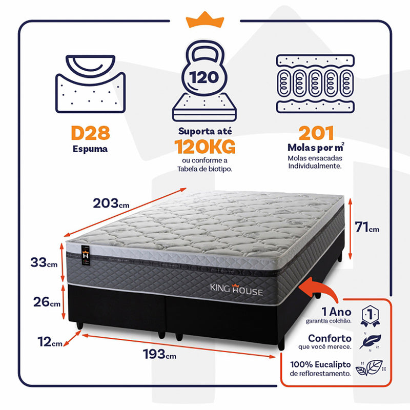 Cama Box Benton Molas Ensacadas King 193x203 King House