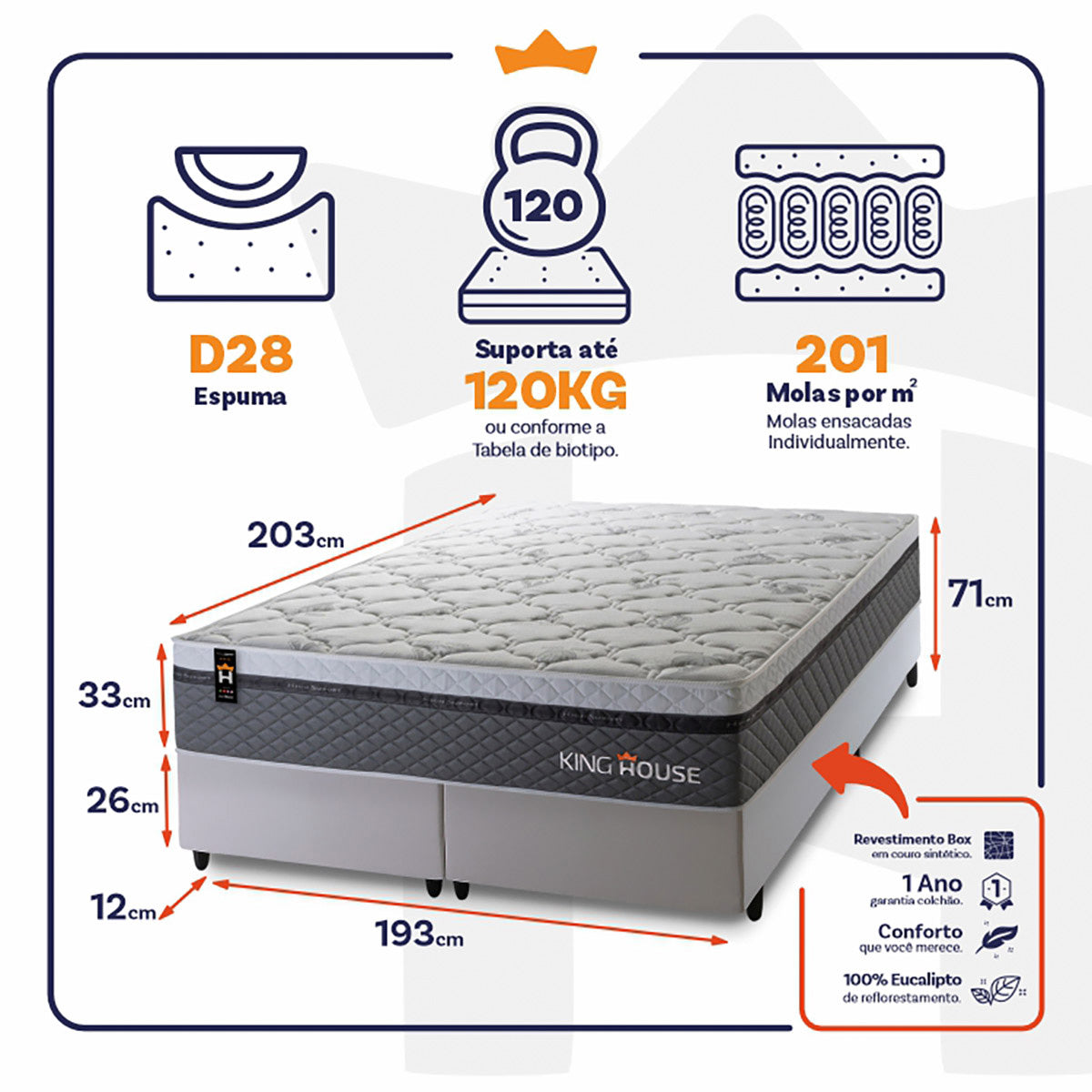Cama Box Benton Molas Ensacadas King 193x203 King House