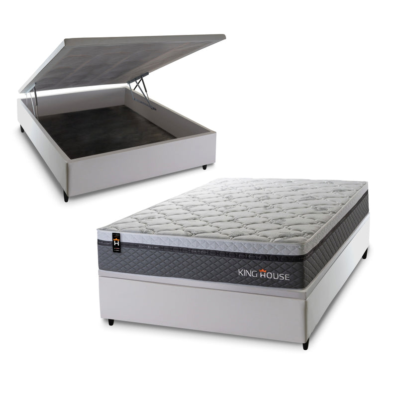 Cama Box Baú Benton 138x188 c/ Molas Ensacadas King House