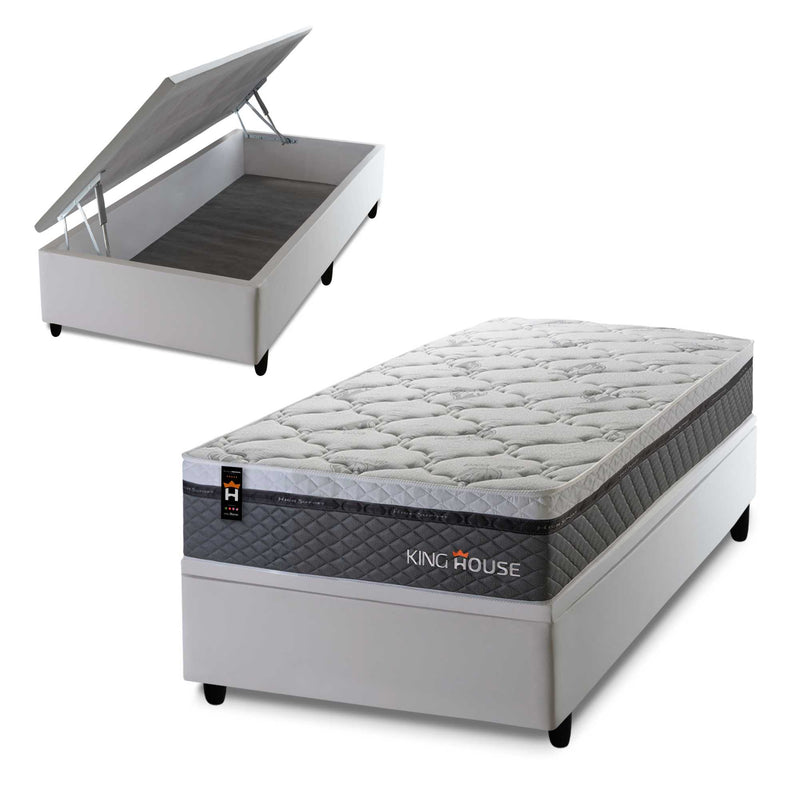 Cama Box Baú Benton 88x188 c/ Molas Ensacadas King House