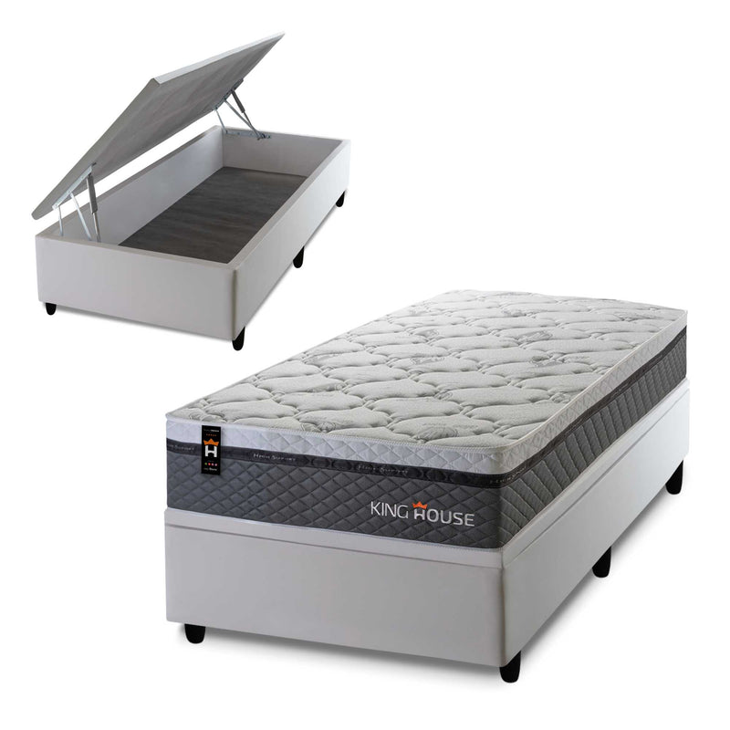 Cama Box Baú Benton 96x203 c/ Molas Ensacadas King House