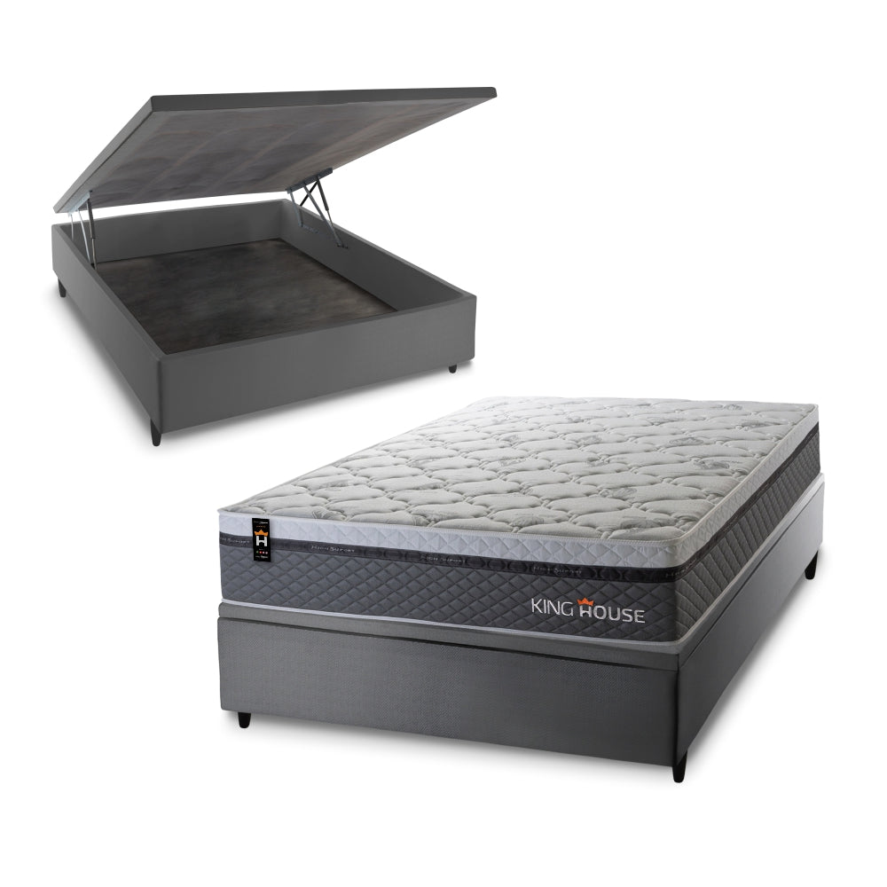 Cama Box Baú Benton 138x188 c/ Molas Ensacadas King House