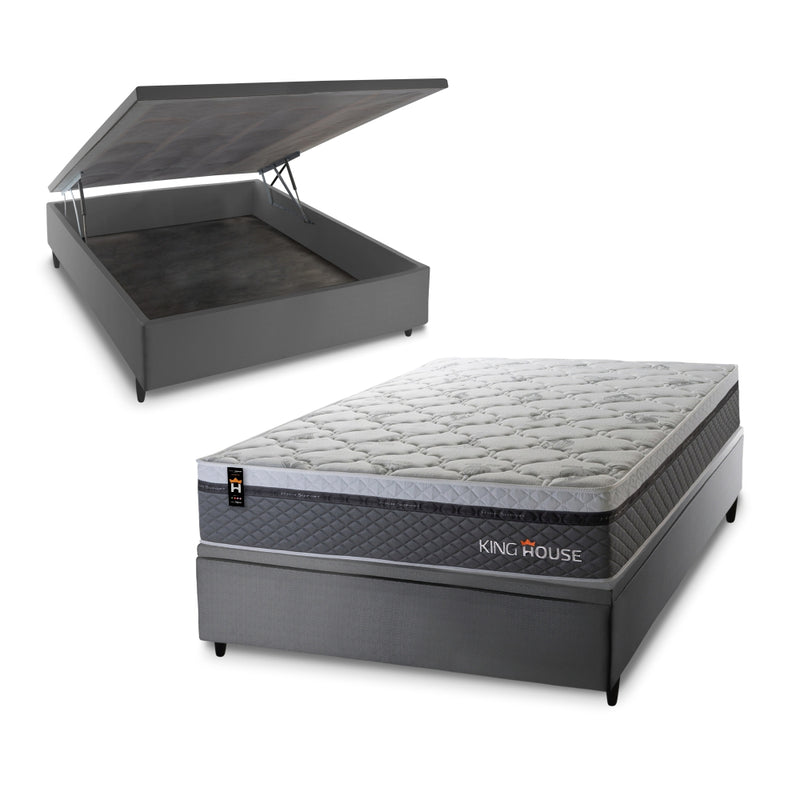 Cama Box Baú Benton 138x188 c/ Molas Ensacadas King House