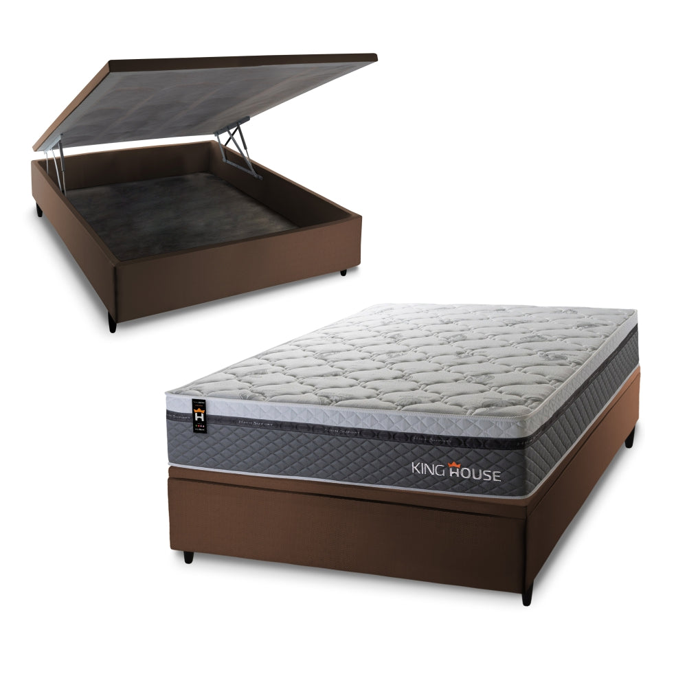 Cama Box Baú Benton 138x188 c/ Molas Ensacadas King House