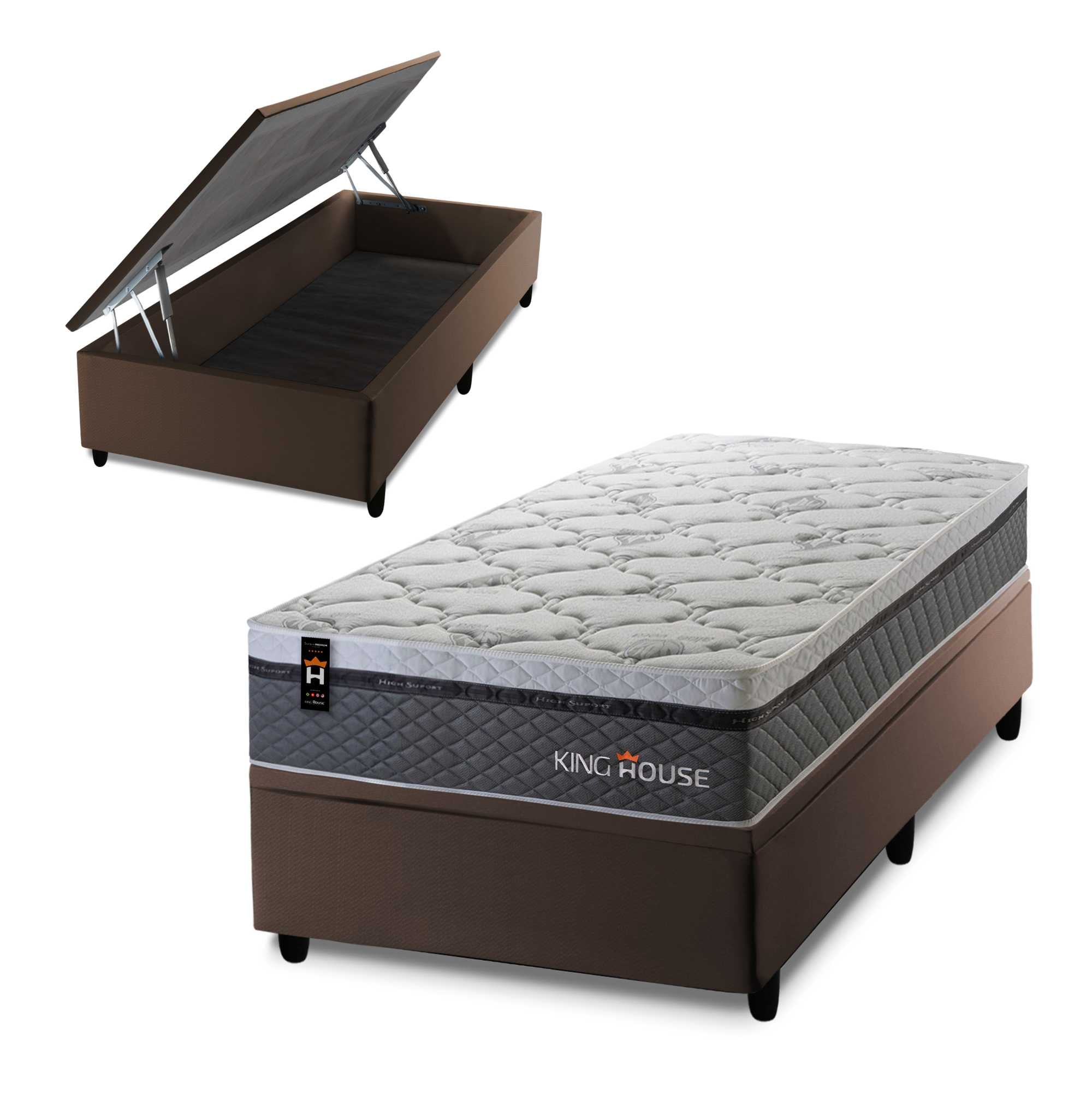 Cama Box Baú Benton 96x203 c/ Molas Ensacadas King House