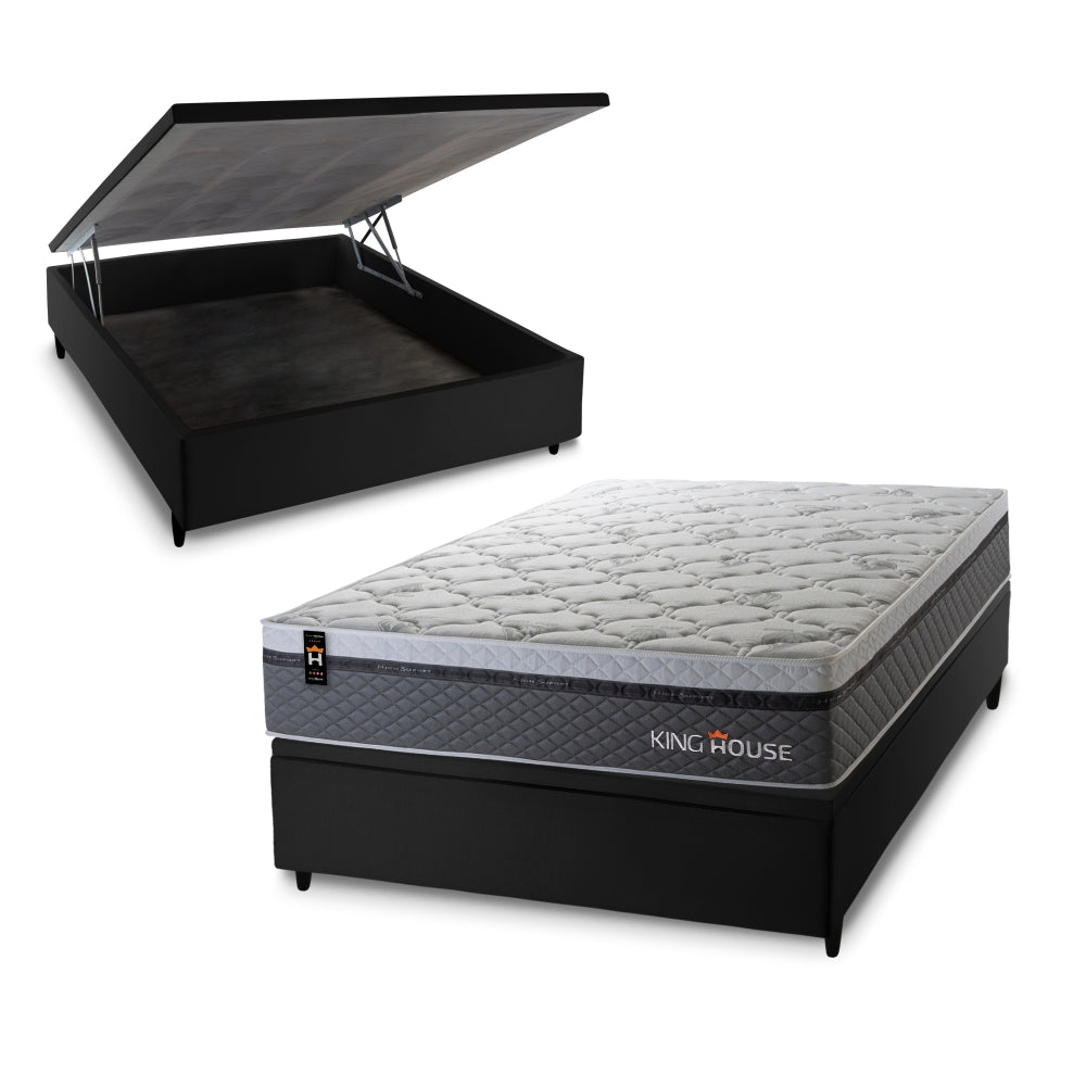 Cama Box Baú Benton 138x188 c/ Molas Ensacadas King House