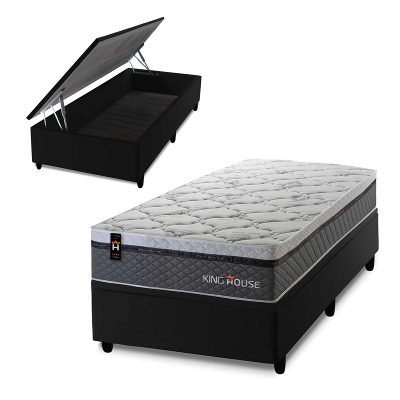 Cama Box Baú Benton 96x203 c/ Molas Ensacadas King House