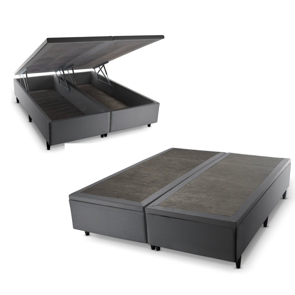 Base Box Baú Cinza Queen Size 158x198x45